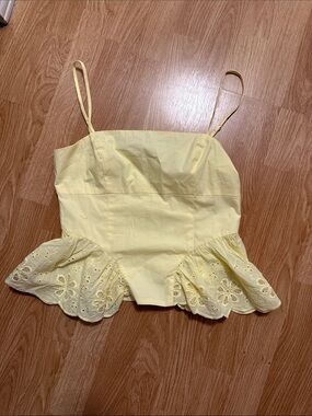 Astr Yellow Eyelet Peplum Cami